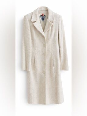Marvin Richards Ivory Boucle Textured Coat Women’s Size 6 Classic Long Coat